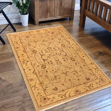 handmade Traditional Kafkaz Chobi Ziegler Lt. Tan Gold Hand Knotted RECTANGLE 100% WOOL area rug 3 x 5